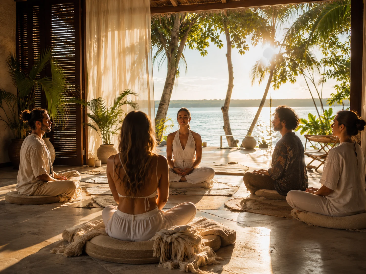 Breathwork in a calm Bacalar wellness setting